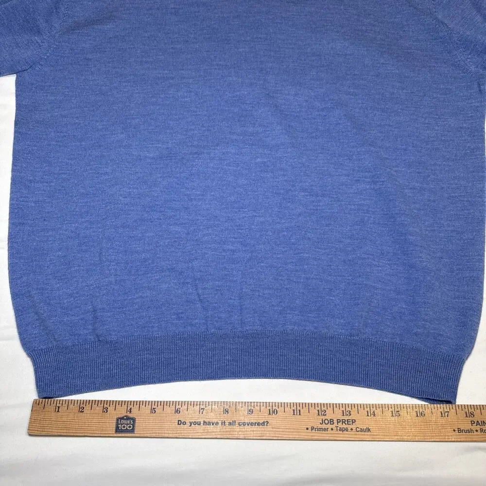 Jack Nicklaus Sweater Mens XL Blue 100% Merino Wool Knit V-Neck Pullover EUC